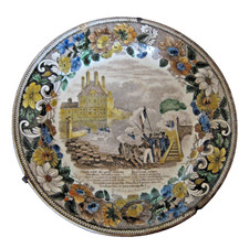 ASSIETTE parlante Creil Montereau Louis LEBEUF & Thibault Le chant des chasseurs
