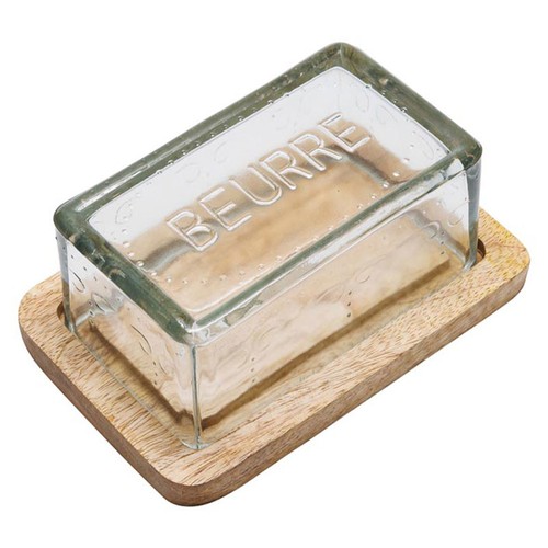 Beurrier verre base bois