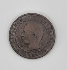 🇲🇫 France - 10 Centimes 1855 - Napoléon III Tête nue - Atelier K 🇲🇫
