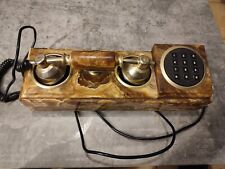 Vintage Téléphone En Onyx Made In Italy FATAP Plaqué Or 24k