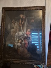 Tableau Ancien 18ème Crucifixion du Christ  Peinture ou pastel Religieuse