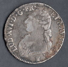 MONNAIE ROYALE ARGENT : ECU AUX BRANCHES D'OLIVIER LOUIS XVI 1790 I @ LIMOGES N2