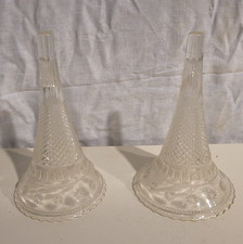 lot de 2 Anciens vases soliflores tulipiers cornet tulipe bouquetière verre