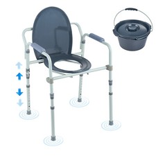 VEVOR Chaise Percée Siège de Toilette Rembourré Hauteur Réglable Charge 158,8 kg