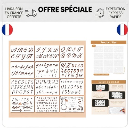 Pochoirs lettres chiffres - et,