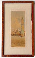 AQUARELLE ANCIENNE  SUR PAPIER PLACE ST MARC VENISE SIGNÉE ROBERTO XXe