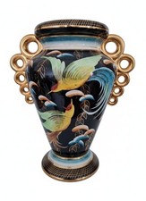 Vase Céramique H BEQUET QUAREGNON Belgique à 2 anses hauteur 28cm Décor Oiseaux 