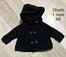 OBAIBI 1  Mois : VESTE GILET BLEU MARIN STYLE MARIN COTON garçon  TBE