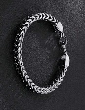 Bracelet Homme Acier Inoxydable Jonc Argenté Bijoux Punk Accessoire De Mode