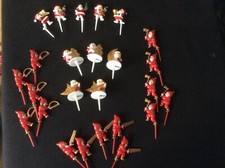 Déco Figurines pour Gateau, Bûche de Noel Bonhomme de neige & Père Noel. Lutin