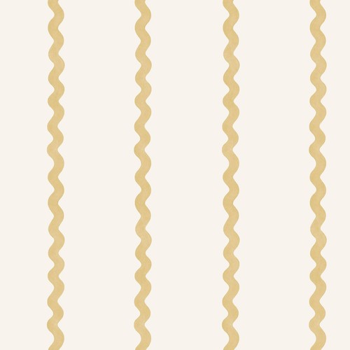 Papier peint rayé jaune ocre - peint,