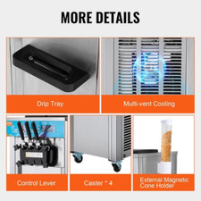 Machine À Crème Glacée Appareil À Glace Italienne 3 Saveurs 21-31 L/H Snack-Bar