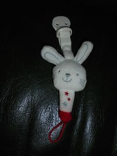 Doudou Pince Attache Tétine Lapin Rouge et Blanc Smile Rabbit SOFT TOY 