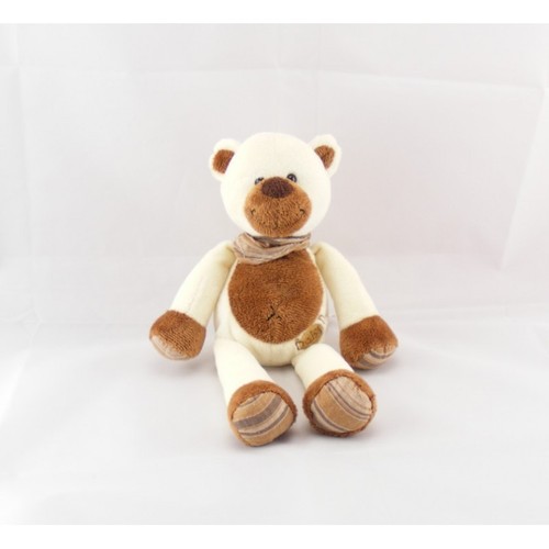 Doudou ours blanc marron