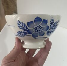 Ancien BOL sur piédouche faïence DIGOIN décor fleur Bleu FLORE déco  Collection