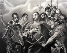 JÉSUS bafoué par les SOLDATS (El GRECO) - Gravure 19e Grd.Format (sous serpente)