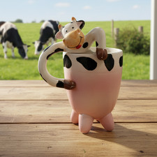 Mug Vache Rose 3D Pieds Pis – Tasse Kitsch Ferme Drôle – Cadeau Amoureux Vaches