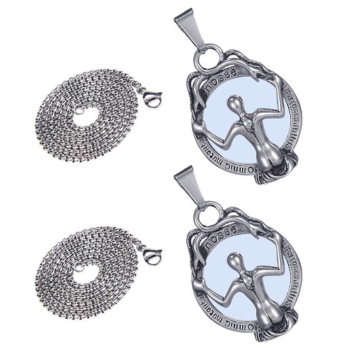 2pcs miroir pendentif collier