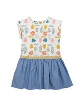 Robe fille bébé feuille et chambray taille 3-6 6-9 9-12 12-18 mois
