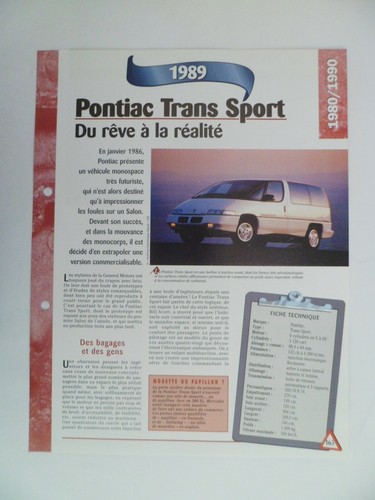 Carte fiche auto - fiche, pontiac
