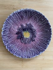 Assiette Ancienne Majolique orchies Chrysanthème Barbotine Fin 19eme