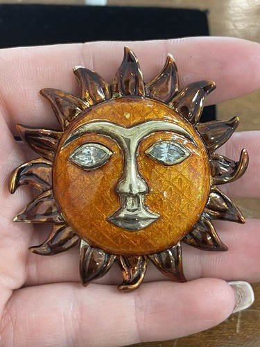 Broche soleil vintage - vintage, orange