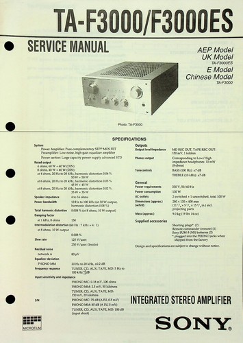Service manual sony - sony, ta-f3000