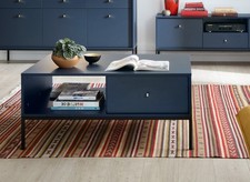 Table Basse Mono De Salon 103,5x68x46cm Bleu Marine