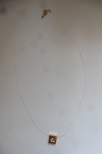 Collier ras de cou pendentif carré style Lalique Art Deco doré serti strass rose