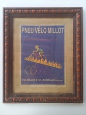 Ancienne affiche publicitaire Pneu vélo MILLOT à AUBENAS Ardèche - garage cycle