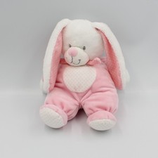 Doudou lapin rose blanc pois