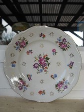 4 ASSIETTES PORCELAINE R  BOUQUETS + DORURES OR MAT 19 cm diamètre