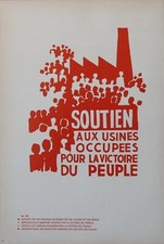 Affiche mai 68 SOUTIEN AUX USINE / POUVOIR POPULAIRE poster may  DOBSON 3 4