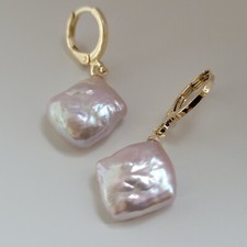 boucles d'oreilles dormeuses perles de culture d'eau douce fait main #1442