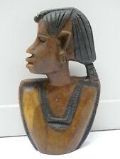 -STATUE BUSTE BOIS FEMME AFRICAINE de PROFIL COLLECTION SOUVENIR AFRIQUE DECO