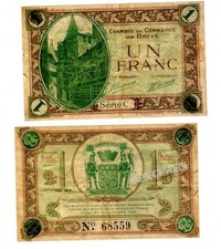 FRANCE CHAMBRE DE COMMERCE DE BRIVE 1 FRANC 1924 FAUX de l'époque FAKE Nécessité