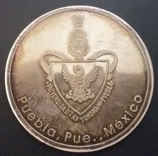 MEXIQUE - Très rare médaille argent UAP Universidad Puebla fundada 1578 Mexico !
