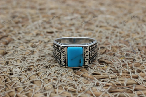 Bague chevalière turquoise - chevalière,