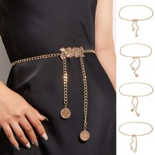 Ceinture À La Mode Pour Femmes Chaîne En Métal Doré Maillons De Hanche /