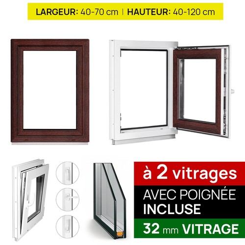 Fenêtre pvc acajou double - pvc,