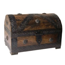 Coffret-pirate Trésor 23x16x15cm Bois de manguier Style Antique Artisanat indien