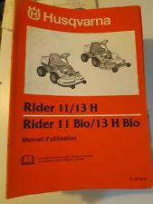 manuel d'utilisation de tondeuse autoportée husqvarna Rider 11 / 13h bio