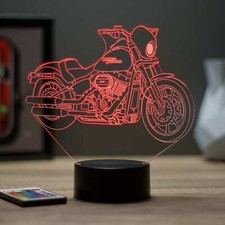 Lampe de chevet veilleuse 3D FatBoy Harley Davidson avec télécommande - Cadea...