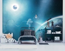 Espace Papier Peint Mural 368x254 CM Astronaute Ado Adulte XXL Bleu Cosmos Scène
