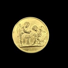 BROCHE ANCIENNE MÉDAILLE NAPOLÉON & WURTEMBERG - LAITON DORÉ - XIXe/DÉBUT XXe