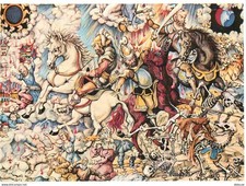 Art - Peinture - Foujita - L'Apocalypse - Les 4 Cavaliers de l'Apocalypse détail