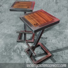 Tabouret de bar Design Z | Bois Noyer| Acier | Fabrication Sur Mesure