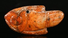 7CM Old Hongshan Culture Hetian Jade Carve Fish Goldfish Animal Amulet Pendant