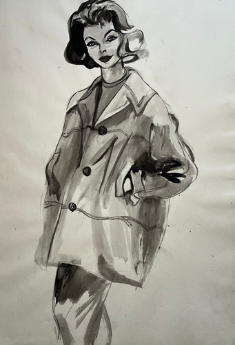 Femme manteau dessin - femme,