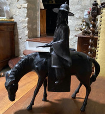 SCULPTURE EN BRONZE "TOBA SUR SA MULE "JAPON MILIEU  XIX ème